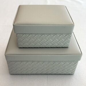 Decor Wallfetish Faux Leather Basket Weave Trinket Jewery Hinged Boxes Like New